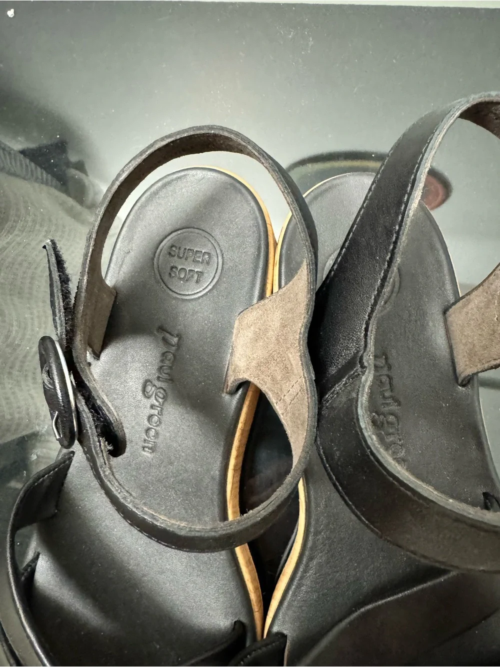 Paul Green Black Leather Strappy Sandals
